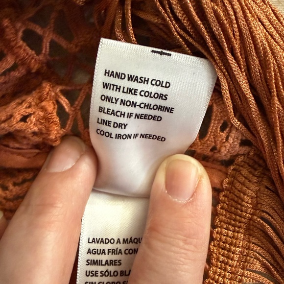 Idyllwind Rust Crochet Vest with Fringe - Picture 9 of 10